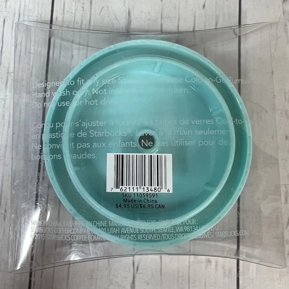 Starbucks Lid Replacement Screw On Lid Polka Dot Blue Pink Back NEW Cold‎ Cup